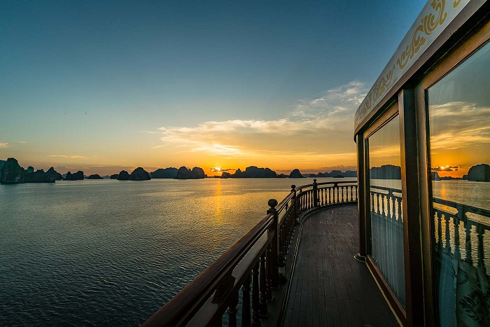 Sunset on the yacht. Photo: Emperor cruises